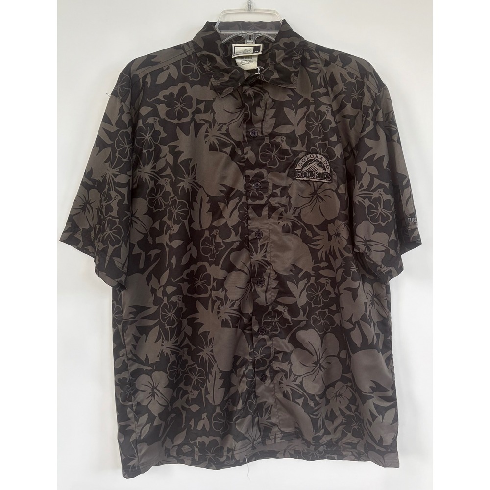 Puma Colorado Rockies MLB Hawaiian Shirt Mens Medium Grey Floral Button Up P125A